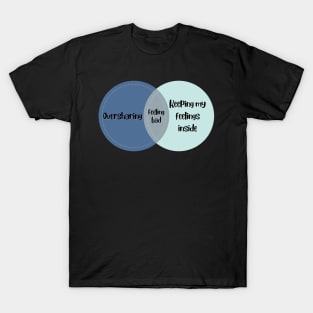 Venn Diagram 2023 Feeling Bad Oversharing vs. Keeping my feelings inside T-Shirt